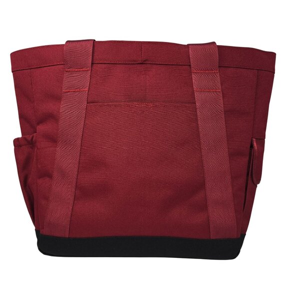 L.L. Bean Red Utility Tote Bag 15" Multiple Pockets Zipper Closure Polyester - Picture 2 of 12